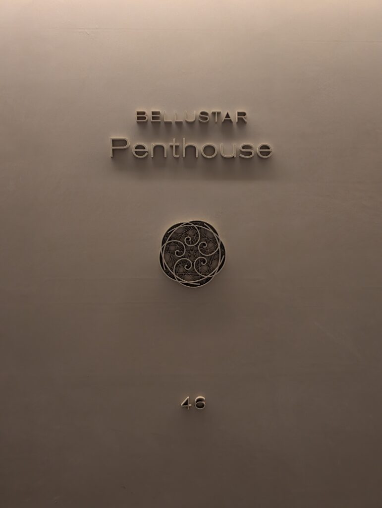 Local Secrets Edition 4: The Penthouse In The Sky. Image of the Bellustar Penthouse logo on the wall of the 46th floor